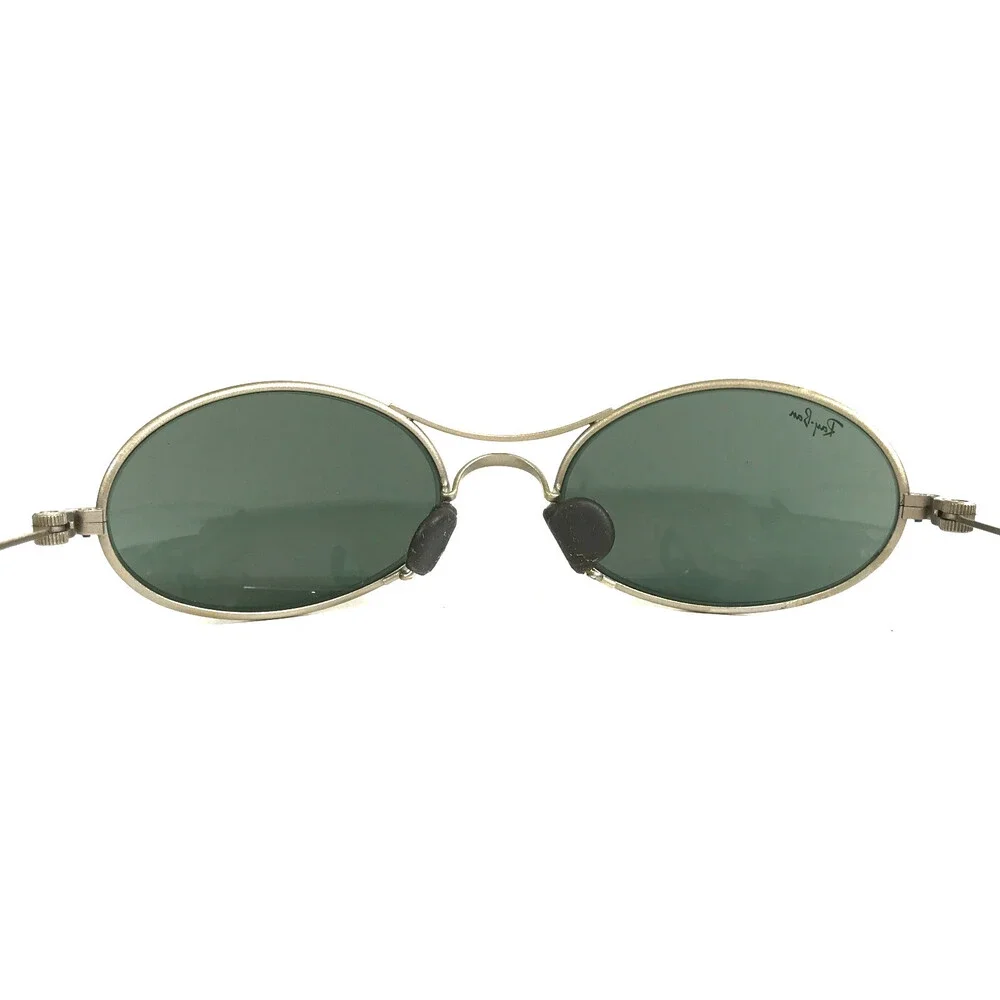 Vintage B&L Ray-Ban Sunglasses Orbs W2178 Polished Pewter Oval Bausch & Lomb